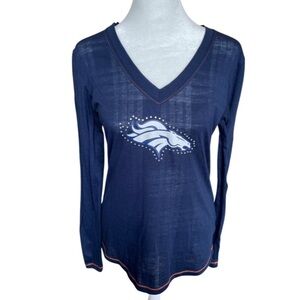 NFL Team Apparel Denver Broncos long sleeve tee with sparkle detail M
